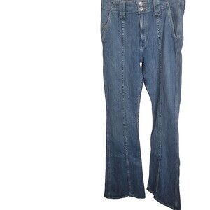 Derek Lam IO Crosby 28 denim jeans flare front seam zip button USA women